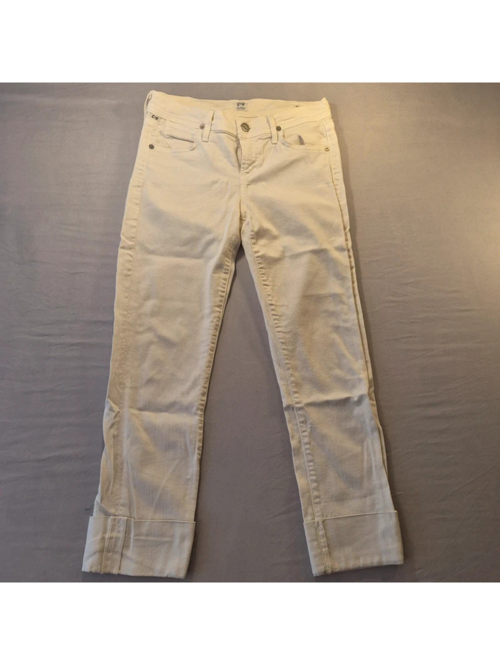 Citizens Of Humanity Cropped Straight Leg White Jeans